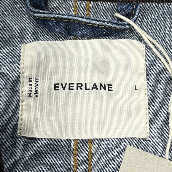 Everlane Blue Jean Jacket with Brown Collar - Picture 4 of 9